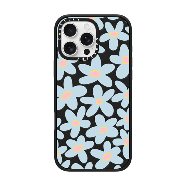 Marta Olga Klara x CASETiFY iPhone 16 Pro Max ケース マットブラック インパクトケース MagSafe対応 sixties Blue bold floral