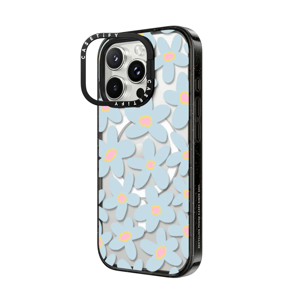 Impact Ring Stand iPhone 16 Pro Max Case MagSafe Compatible - sixties Blue bold floral