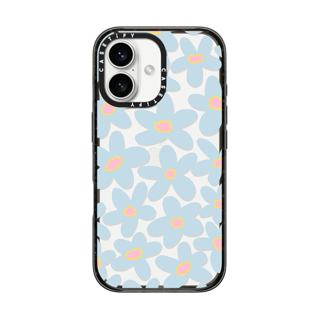 Marta Olga Klara x CASETiFY iPhone 16 ケース ブラック インパクトケース sixties Blue bold floral