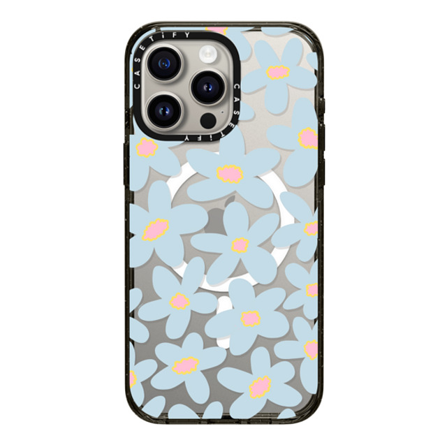 Marta Olga Klara x CASETiFY iPhone 15 Pro Max ケース ブラック インパクトケース MagSafe対応 sixties Blue bold floral