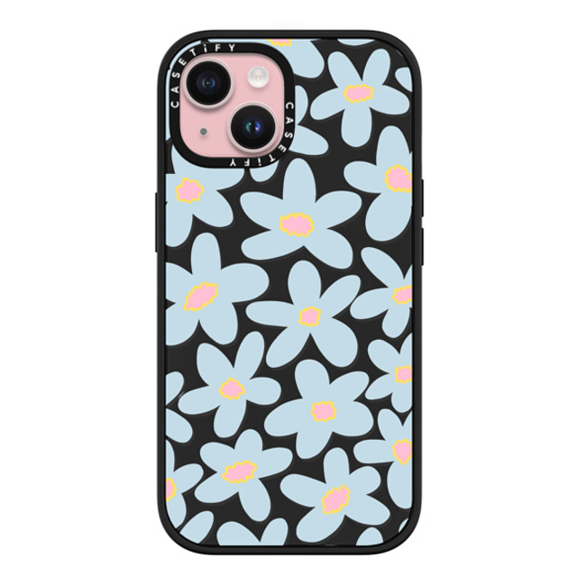 Marta Olga Klara x CASETiFY iPhone 15 ケース マットブラック インパクトケース MagSafe対応 sixties Blue bold floral