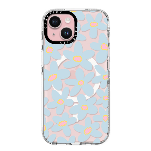 Marta Olga Klara x CASETiFY iPhone 15 ケース クリア クリア ケース MagSafe対応 sixties Blue bold floral
