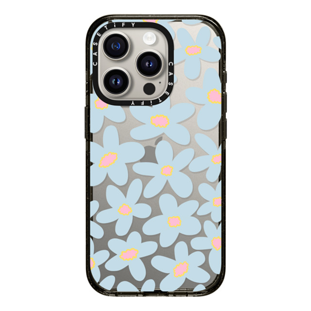 Marta Olga Klara x CASETiFY iPhone 15 Pro ケース ブラック インパクトケース sixties Blue bold floral