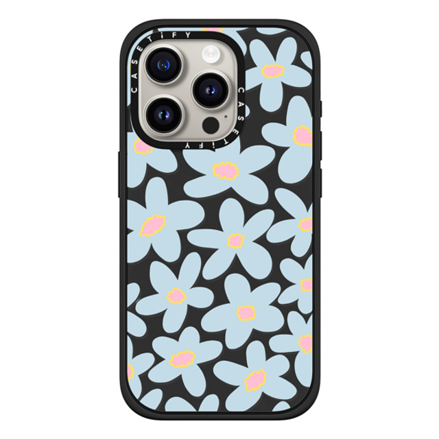 Marta Olga Klara x CASETiFY iPhone 15 Pro ケース マットブラック インパクトケース MagSafe対応 sixties Blue bold floral