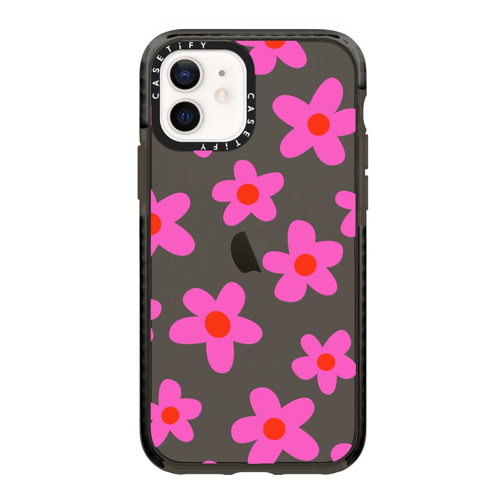 Impact iPhone 12 Case - bold retro seventies flowers in pink