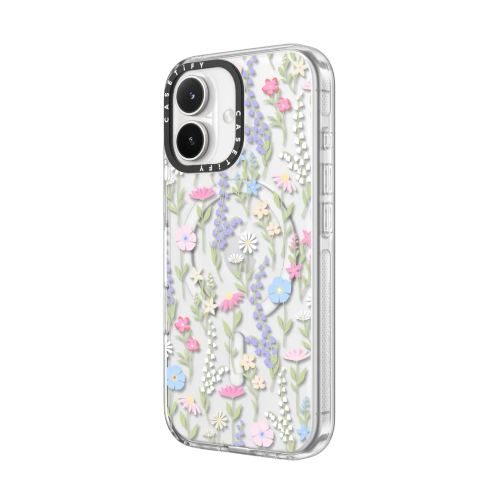 Impact Clear iPhone 17 Case MagSafe Compatible - pink pastel cute floral