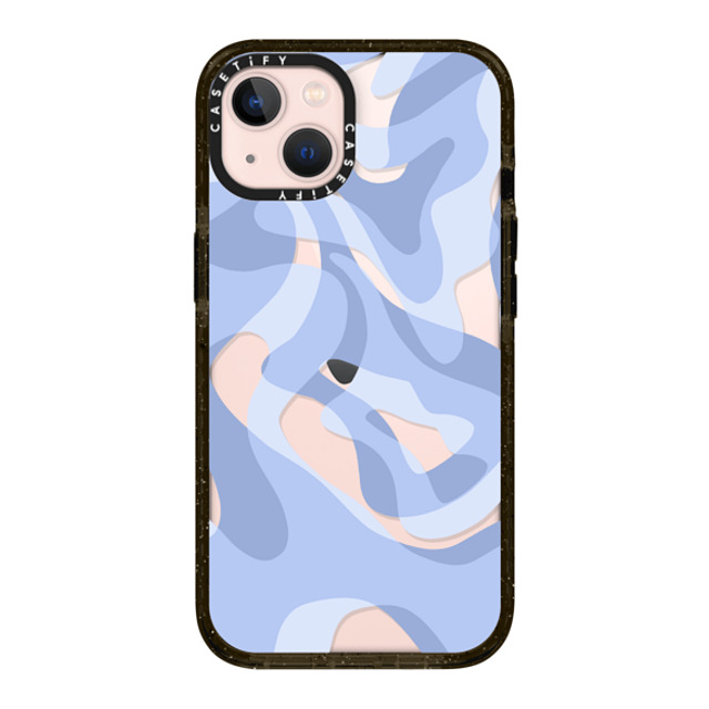 Marta Olga Klara x CASETiFY iPhone 13 ケース ブラック インパクトケース retro swirls in blue