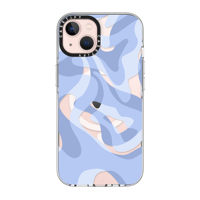 Marta Olga Klara x CASETiFY iPhone 13 ケース クリア クリア ケース MagSafe対応 retro swirls in blue