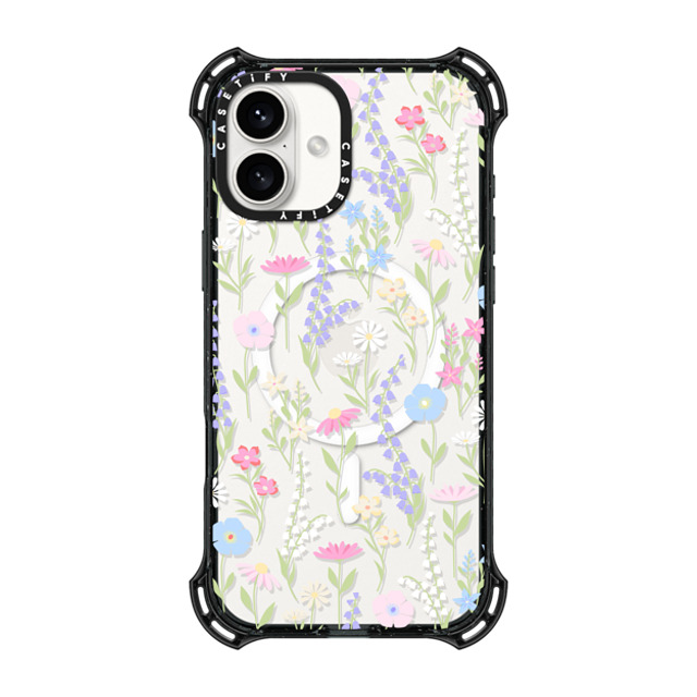 Marta Olga Klara x CASETiFY iPhone 16 Plus ケース ブラック バウンスケース pink pastel cute floral