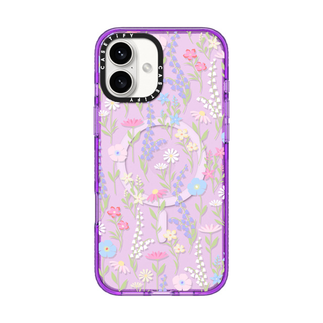 Marta Olga Klara x CASETiFY iPhone 16 Plus ケース パープル インパクトケース MagSafe対応 pink pastel cute floral