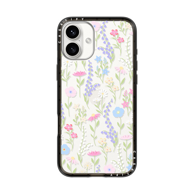 Marta Olga Klara x CASETiFY iPhone 16 Plus ケース ブラック インパクトライトケース pink pastel cute floral