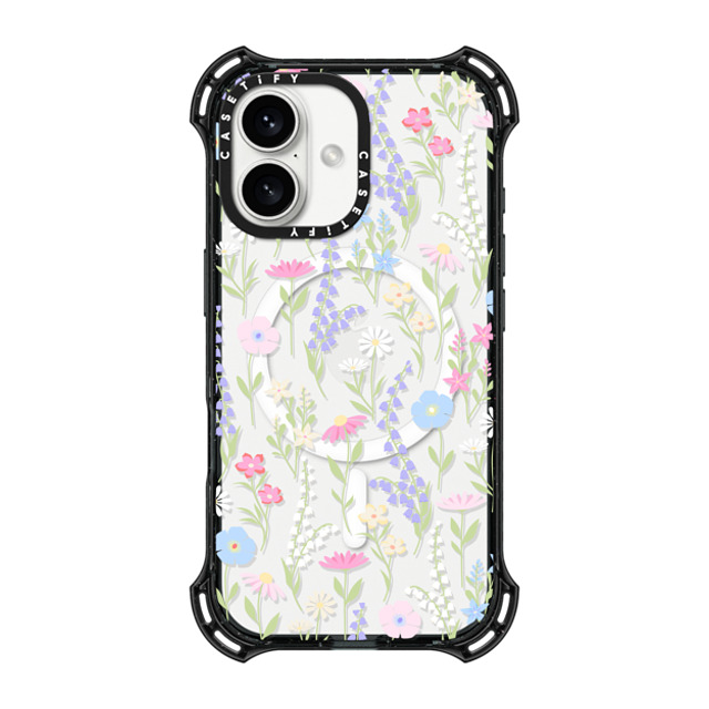 Marta Olga Klara x CASETiFY iPhone 16 ケース ブラック バウンスケース pink pastel cute floral