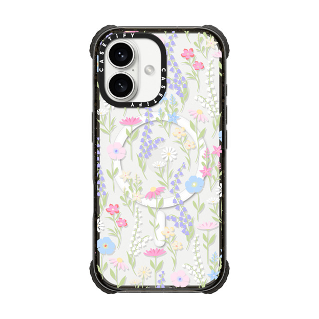 Marta Olga Klara x CASETiFY iPhone 16 ケース ブラック ウルトラ インパクトケース MagSafe 対応 pink pastel cute floral