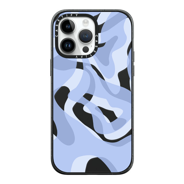 Marta Olga Klara x CASETiFY iPhone 14 Pro Max �P�[�X Floral,Pattern �}�b�g�u���b�N �C���p�N�g�P�[�X retro swirls in blue