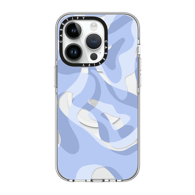 Marta Olga Klara x CASETiFY iPhone 14 Pro ケース クリア クリア ケース MagSafe対応 retro swirls in blue