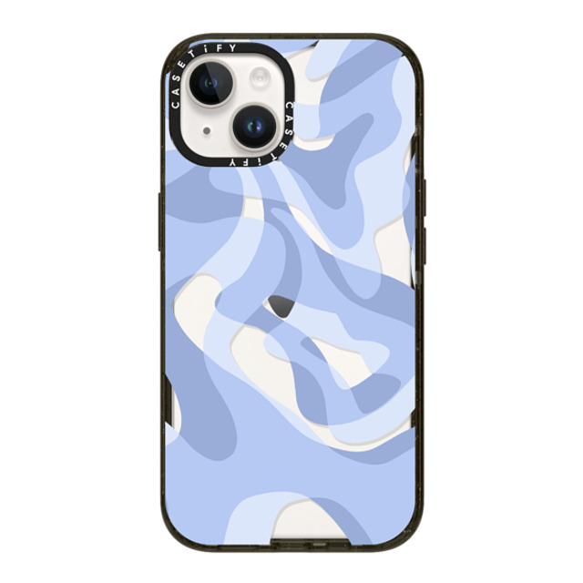 Marta Olga Klara x CASETiFY iPhone 14 ケース ブラック インパクトケース retro swirls in blue