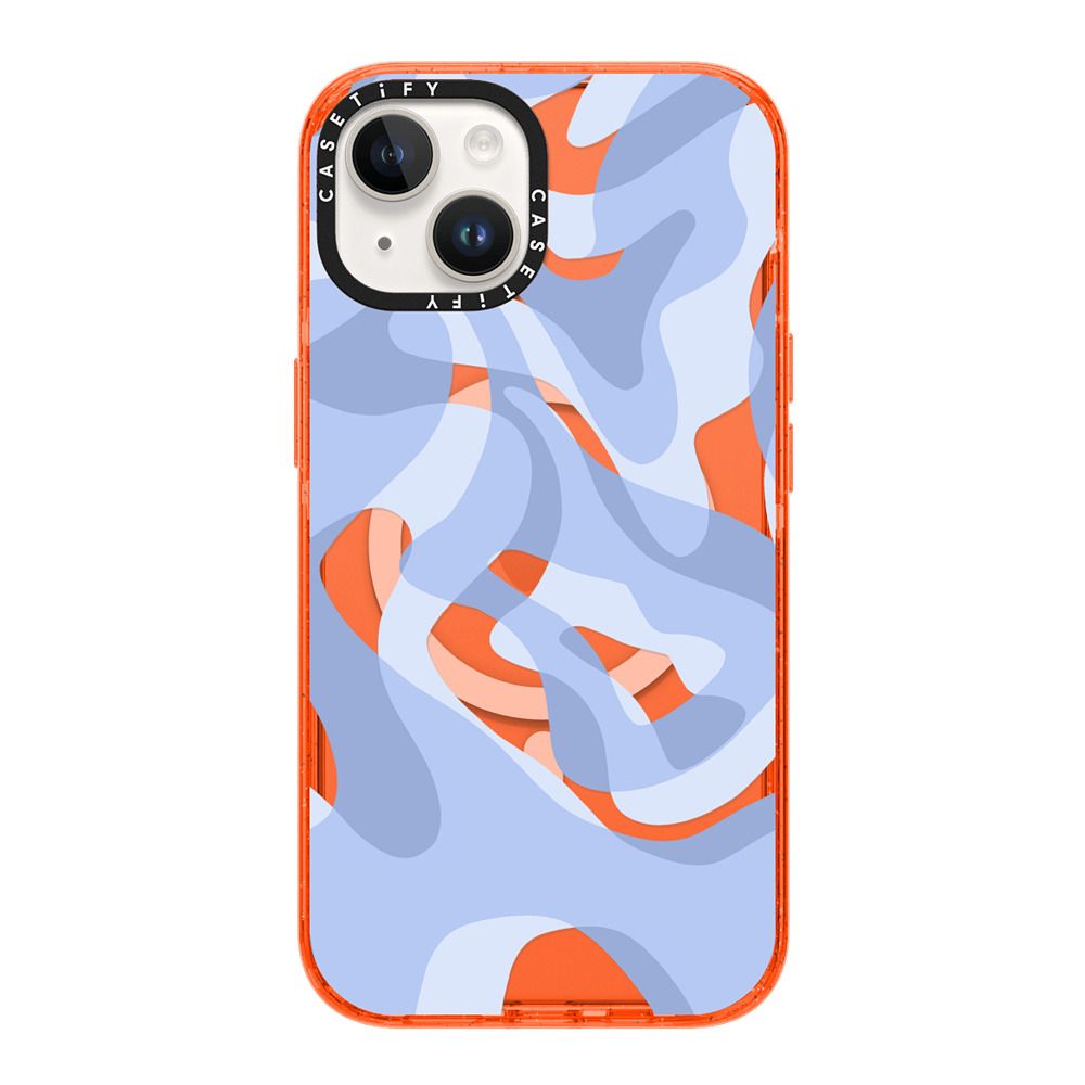 Impact iPhone 14 Case MagSafe Compatible - retro swirls in blue