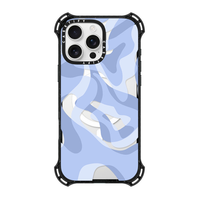 Marta Olga Klara x CASETiFY iPhone 16 Pro Max ケース ブラック バウンスケース retro swirls in blue