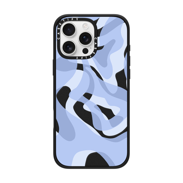 Marta Olga Klara x CASETiFY iPhone 16 Pro Max ケース マットブラック インパクトケース MagSafe対応 retro swirls in blue