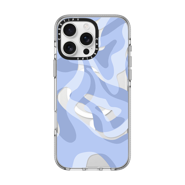 Marta Olga Klara x CASETiFY iPhone 16 Pro Max ケース クリア クリア ケース MagSafe対応 retro swirls in blue