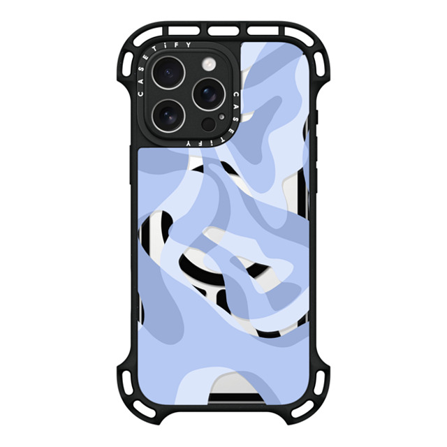 Marta Olga Klara x CASETiFY iPhone 16 Pro Max ケース ブラック ウルトラ バウンスケース MagSafe対応 retro swirls in blue