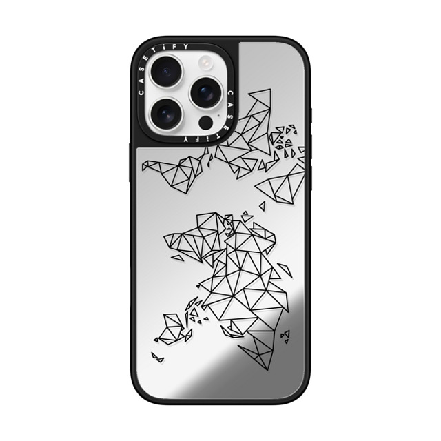 Marta Olga Klara x CASETiFY iPhone 16 Pro Max ケース Silver on Black ミラーケース MagSafe対応 Geometric map of the world (black polygon, low poly mesh geometry) Back to School Marta Olga Klara x CASETiFY iPhone 16 Pro Max ケース Silver on Black ミラーケース MagSafe対応 Geometric map of the world (black polygon, low poly mesh geometry) Back to School