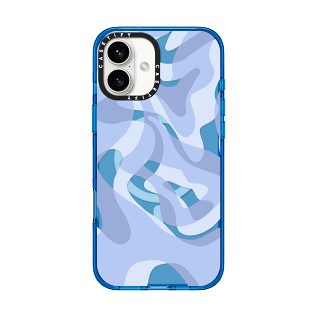 Marta Olga Klara x CASETiFY iPhone 16 Plus ケース スカイブルー インパクトケース MagSafe対応 retro swirls in blue