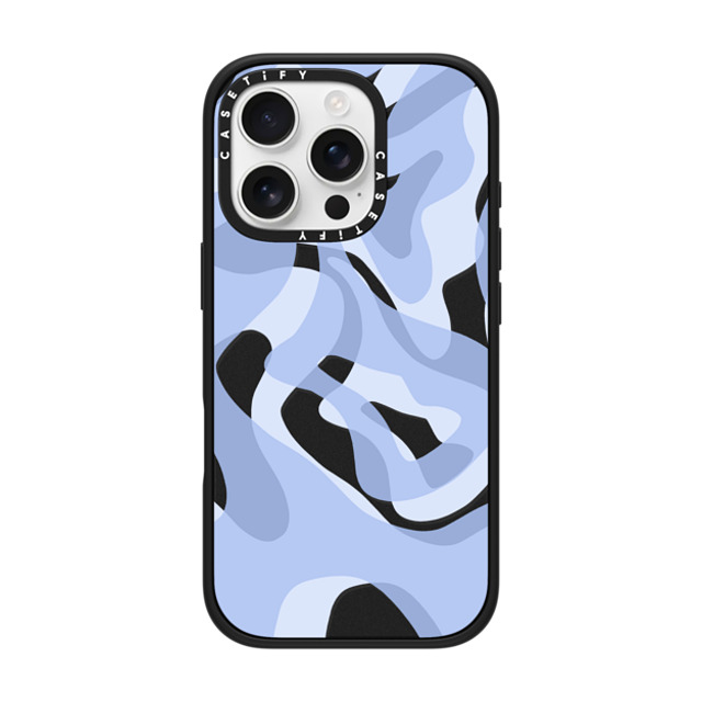 Marta Olga Klara x CASETiFY iPhone 16 Pro ケース マットブラック インパクトケース retro swirls in blue