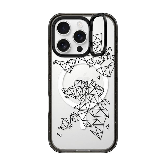 Marta Olga Klara x CASETiFY iPhone 16 Pro ケース ブラック インパクトリングスタンドケース MagSafe対応 Geometric map of the world (black polygon, low poly mesh geometry) Back to School Marta Olga Klara x CASETiFY iPhone 16 Pro ケース ブラック インパクトリングスタンドケース MagSafe対応 Geometric map of the world (black polygon, low poly mesh geometry) Back to School