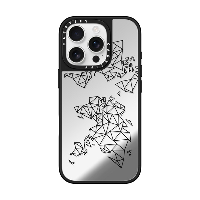 Marta Olga Klara x CASETiFY iPhone 16 Pro Case Silver on Black ミラーケース MagSafe対応 Geometric map of the world (black polygon, low poly mesh geometry) Back to School Marta Olga Klara x CASETiFY iPhone 16 Pro Case Silver on Black ミラーケース MagSafe対応 Geometric map of the world (black polygon, low poly mesh geometry) Back to School