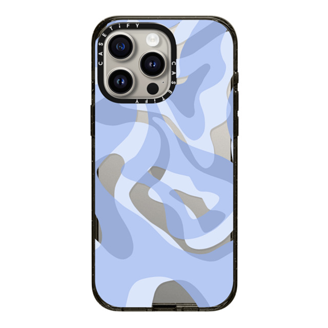 Marta Olga Klara x CASETiFY iPhone 15 Pro Max ケース ブラック インパクトケース retro swirls in blue