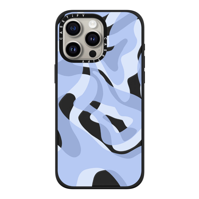 Marta Olga Klara x CASETiFY iPhone 15 Pro Max ケース マットブラック インパクトケース MagSafe対応 retro swirls in blue