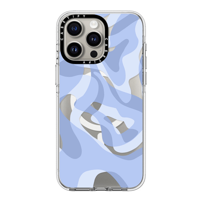 Marta Olga Klara x CASETiFY iPhone 15 Pro Max ケース クリア クリア ケース MagSafe対応 retro swirls in blue