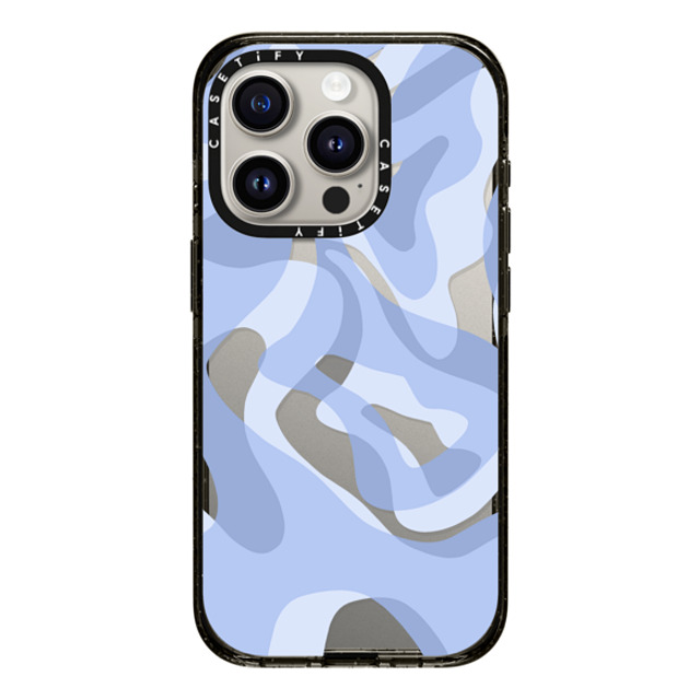 Marta Olga Klara x CASETiFY iPhone 15 Pro ケース ブラック インパクトケース retro swirls in blue