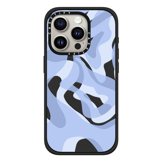 Marta Olga Klara x CASETiFY iPhone 15 Pro ケース マットブラック インパクトケース MagSafe対応 retro swirls in blue