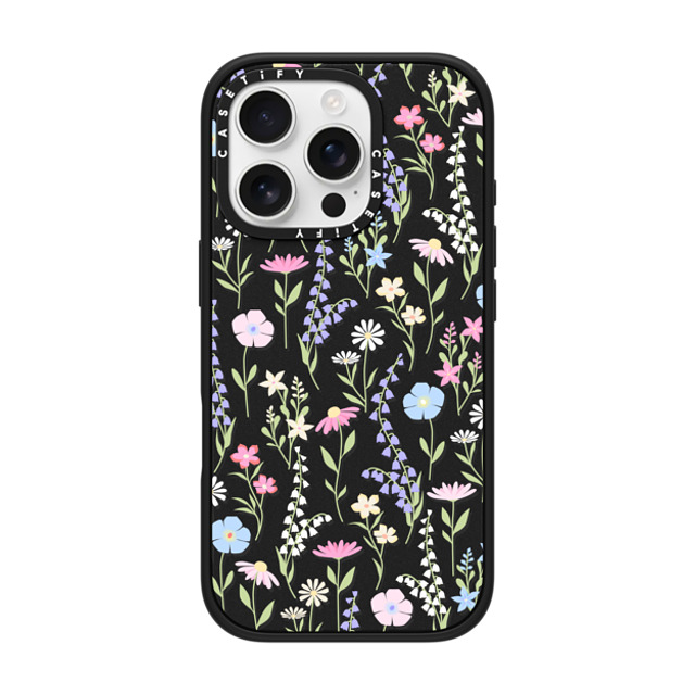 Marta Olga Klara x CASETiFY iPhone 16 Pro ケース マットブラック インパクトケース MagSafe対応 pink pastel cute floral