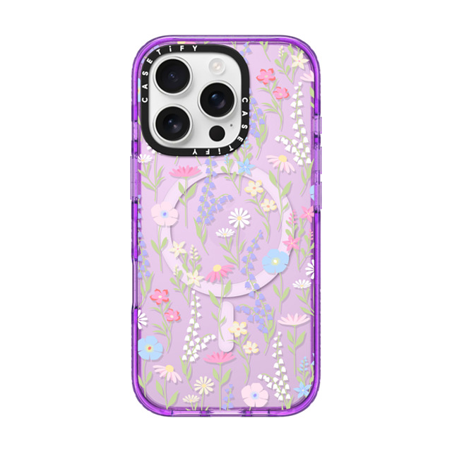 Marta Olga Klara x CASETiFY iPhone 16 Pro ケース パープル インパクトケース MagSafe対応 pink pastel cute floral