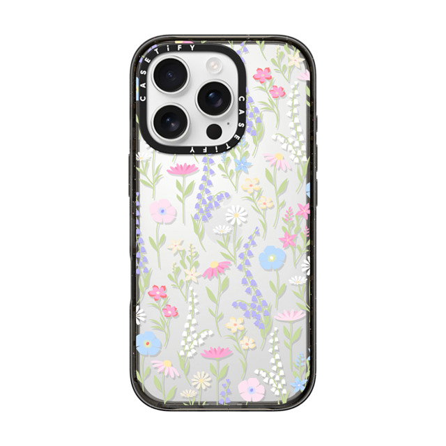 Marta Olga Klara x CASETiFY iPhone 16 Pro ケース ブラック インパクトケース pink pastel cute floral