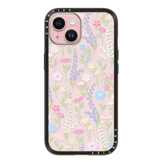 Marta Olga Klara x CASETiFY iPhone 15 Case Black インパクトライトケース pink pastel cute floral Marta Olga Klara x CASETiFY iPhone 15 Case Black インパクトライトケース pink pastel cute floral