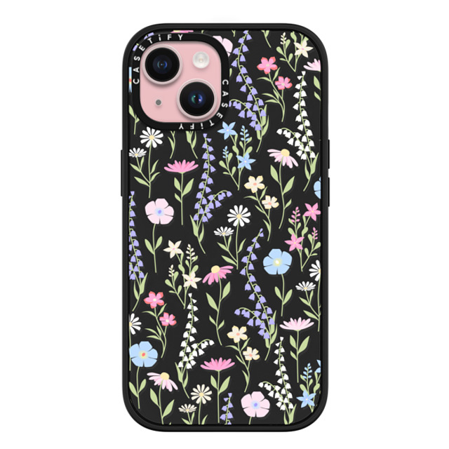 Marta Olga Klara x CASETiFY iPhone 15 ケース マットブラック インパクトケース MagSafe対応 pink pastel cute floral