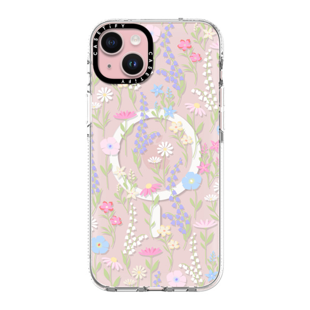 Marta Olga Klara x CASETiFY iPhone 15 Plus Case Clear Clear Case MagSafe Compatible pink pastel cute floral Marta Olga Klara x CASETiFY iPhone 15 Plus Case Clear Clear Case MagSafe Compatible pink pastel cute floral