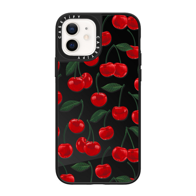 Marta Olga Klara x CASETiFY iPhone 12 Case Cherry Black on Black ミラーケース MagSafe対応 vibrant red cherry pattern Mother's Day Marta Olga Klara x CASETiFY iPhone 12 Case Cherry Black on Black ミラーケース MagSafe対応 vibrant red cherry pattern Mother's Day