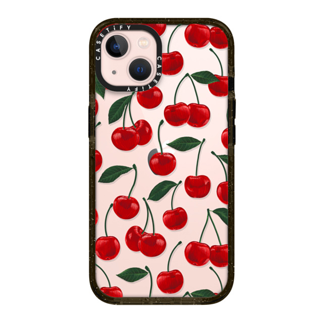 Marta Olga Klara x CASETiFY iPhone 13 ケース ブラック インパクトケース vibrant red cherry pattern