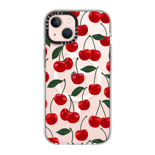 Marta Olga Klara x CASETiFY iPhone 13 ケース クリア クリア ケース MagSafe対応 vibrant red cherry pattern