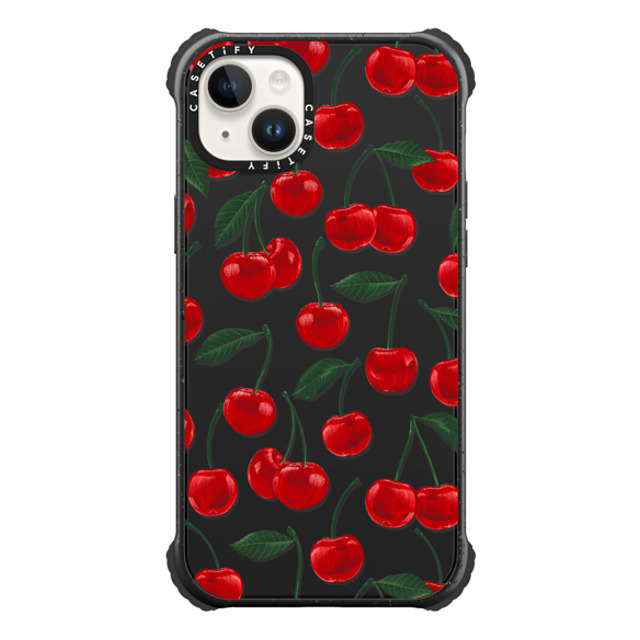 Marta Olga Klara x CASETiFY iPhone 14 Plus ケース マットブラック ウルトラインパクトケース vibrant red cherry pattern