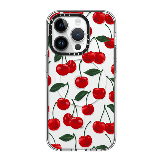 Marta Olga Klara x CASETiFY iPhone 14 Pro ケース クリア クリア ケース MagSafe対応 vibrant red cherry pattern