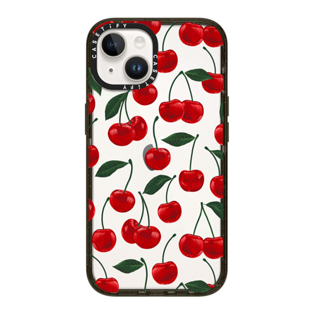 Marta Olga Klara x CASETiFY iPhone 14 ケース ブラック インパクトケース vibrant red cherry pattern