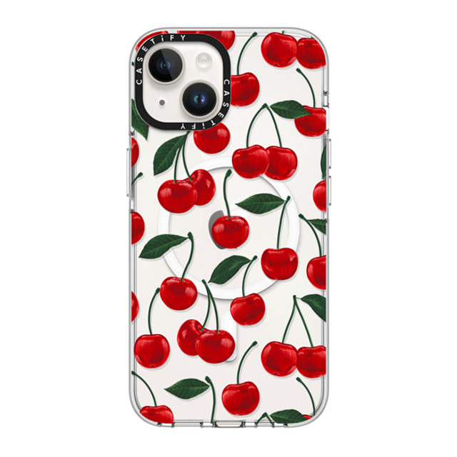 Marta Olga Klara x CASETiFY iPhone 14 ケース クリア クリア ケース MagSafe対応 vibrant red cherry pattern