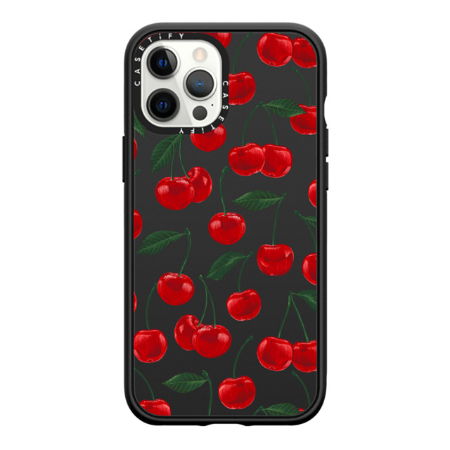 Marta Olga Klara x CASETiFY iPhone 12 Pro Max ケース Cherry マットブラック インパクトケース MagSafe対応 vibrant red cherry pattern Father's Day Marta Olga Klara x CASETiFY iPhone 12 Pro Max ケース Cherry マットブラック インパクトケース MagSafe対応 vibrant red cherry pattern Father's Day