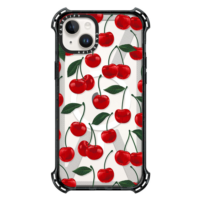 Marta Olga Klara x CASETiFY iPhone 14 Plus ケース ブラック バウンスケース vibrant red cherry pattern